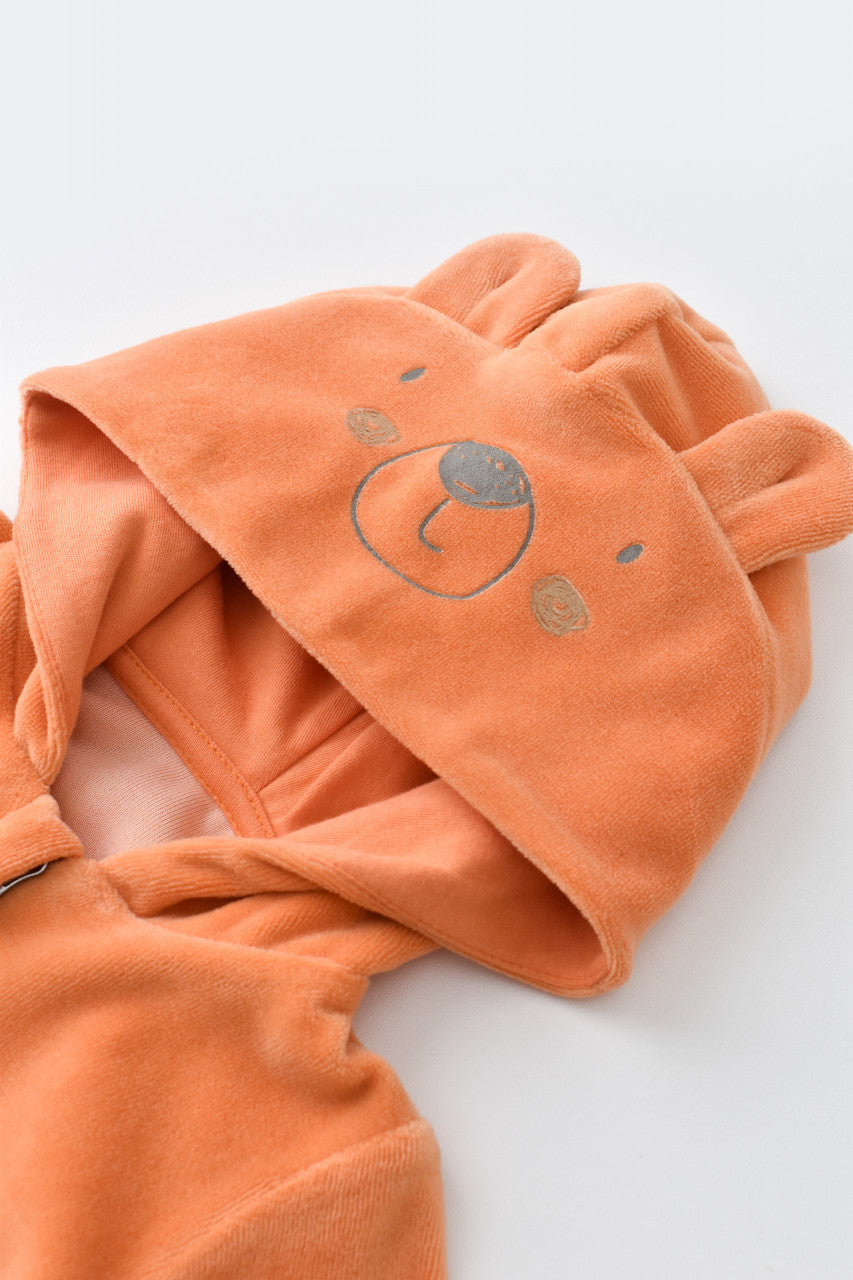 Set Ursulet cu bluzita cu fermoar si gluga si pantaloni lungi din 80%bumbac organic si 20% poliester - , BabyCosy